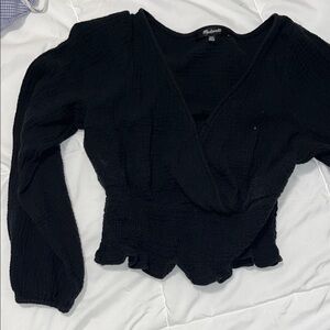 Madewell Black Textured Blouse